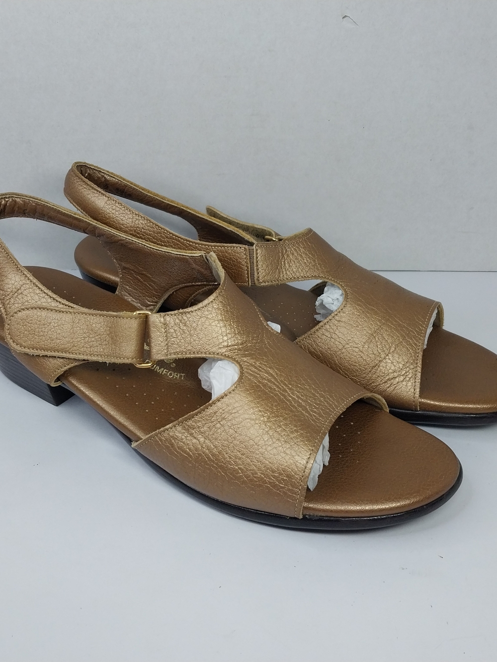 SAS Suntimer Sandals Gold Leather Tripad Comfort Adjustable Shoes Women's 10.5 N